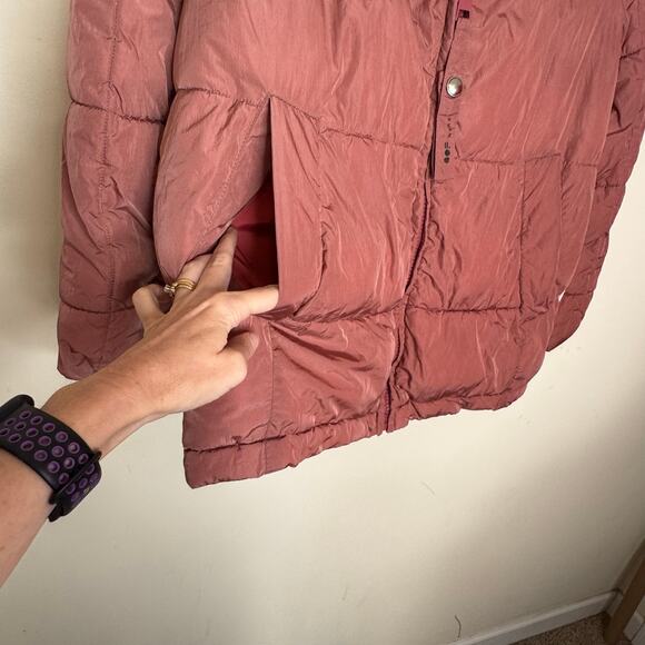 Oof Wear Quilted Puffer Jacket Coat Women’s Size 38 Pink Hooded Full Zip - Picture 4 of 12